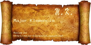 Major Klemencia névjegykártya